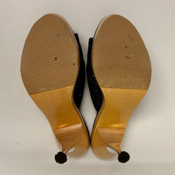 Betsey Johnson black glitter platform heel womens 7 - Picture 6 of 7